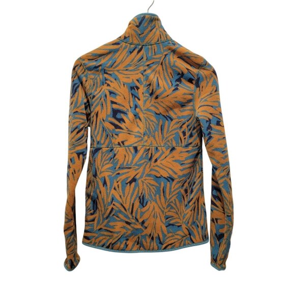 REI Co-Op TRAILMADE Fleece Full Zip Jacket Blue & Orange Leaf Pattern Unisex XS - Picture 2 of 7